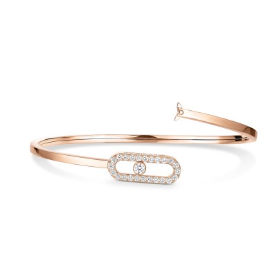 Messika Move Uno bracelet, pink gold and pave diamonds, medium model