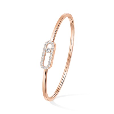 Messika Move Uno bracelet, pink gold and pave diamonds, medium model