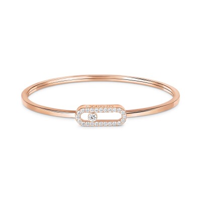 Messika Move Uno bracelet, pink gold and pave diamonds, medium model