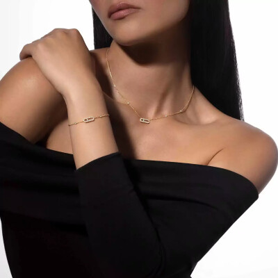 Messika Move Uno bracelet, yellow gold and pave diamonds