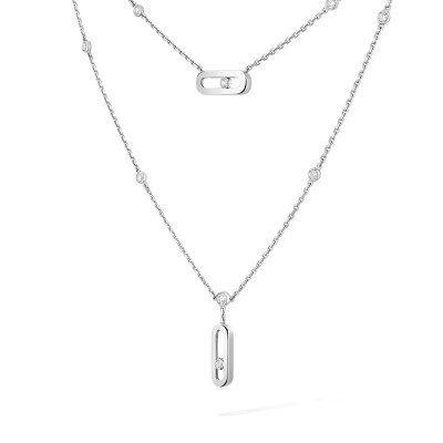 Messika Move Uno 2-rows necklace, white gold and diamonds