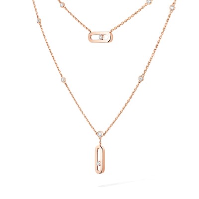 Messika Move Uno 2-rows necklace, pink gold and diamonds