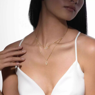 Messika Move Uno 2-rows necklace, yellow gold and diamonds