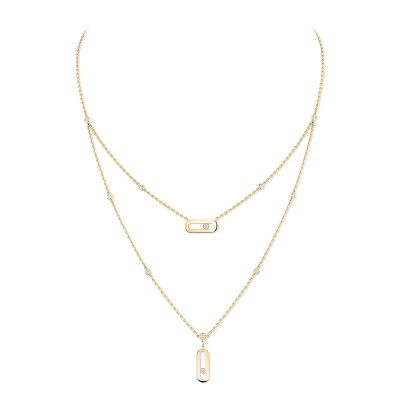 Messika Move Uno 2-rows necklace, yellow gold and diamonds