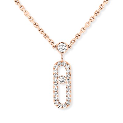 Messika Move Uno 2-rows necklace, white gold and pave diamonds