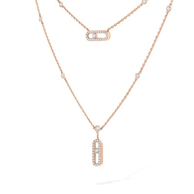 Messika Move Uno 2-rows necklace, white gold and pave diamonds