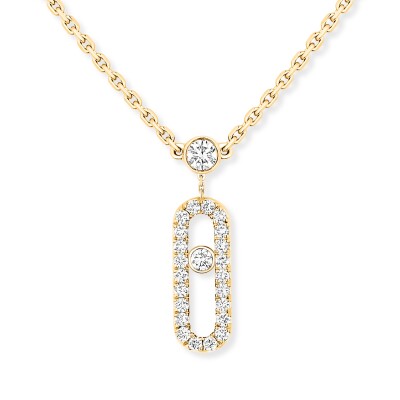 Messika Move Uno 2-rows necklace, white gold and pave diamonds
