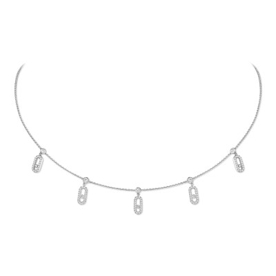 Messika Move Uno Pampille choker necklace, white gold and pave diamonds