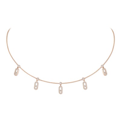 Messika Move Uno Pampille choker necklace, pink gold and pave diamonds