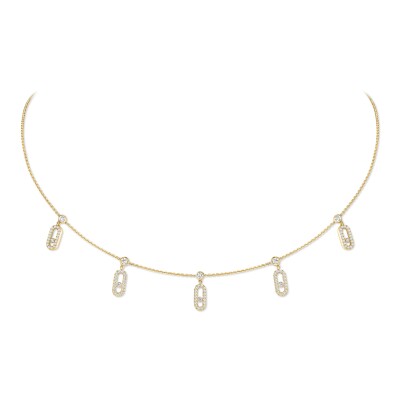 Messika Move Uno Pampille choker necklace, yellow gold and pave diamonds