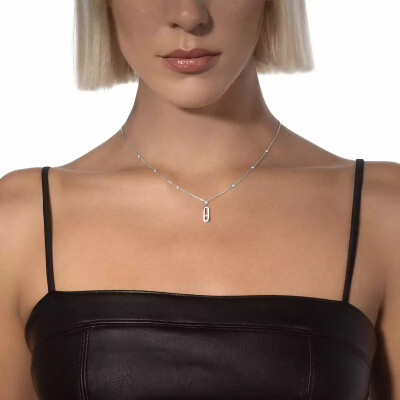 Messika Move Uno long necklace, white gold and diamonds