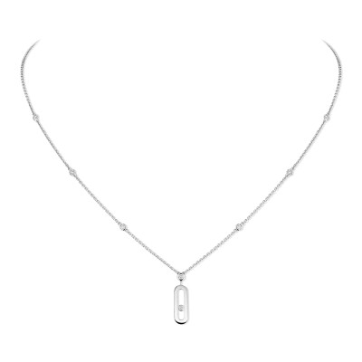Messika Move Uno long necklace, white gold and diamonds