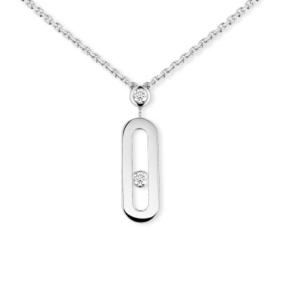 Messika Move Uno long necklace, white gold and diamonds