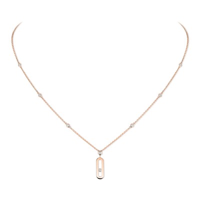 Messika Move Uno long necklace, pink gold and diamonds