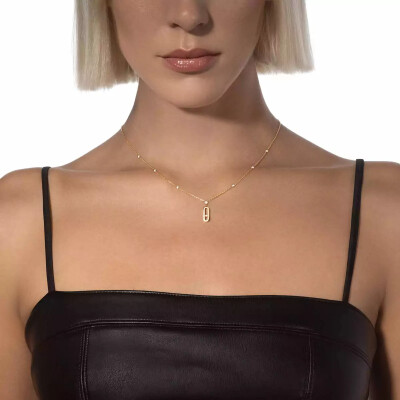 Messika Move Uno long necklace, yellow gold and diamonds