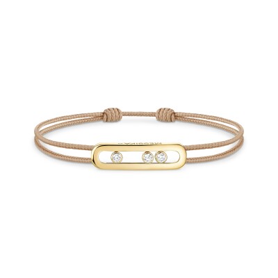 Bracelet cordon Messika Care(s) beige en or jaune et diamants