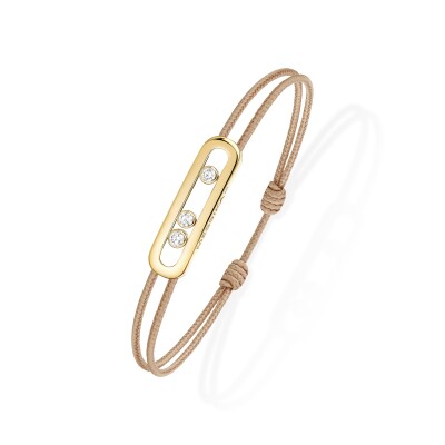 Bracelet cordon Messika Care(s) beige en or jaune et diamants