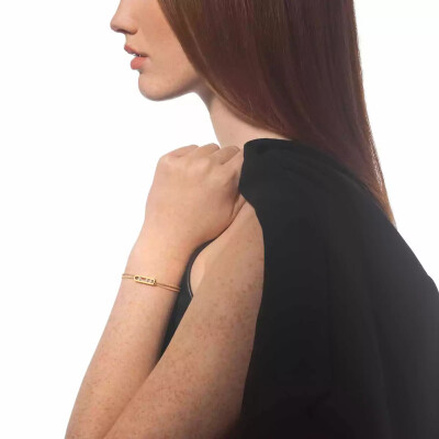 Bracelet cordon Messika Care(s) beige en or jaune et diamants