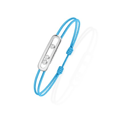 Messika Care(s) blue cord bracelet, white gold and diamonds