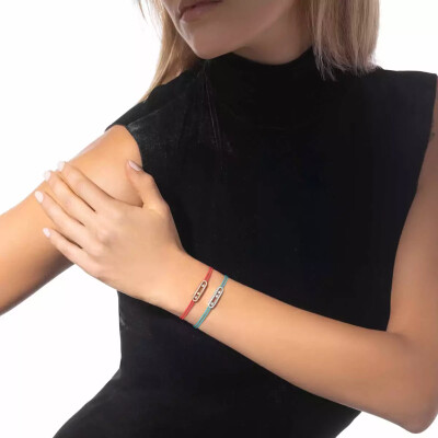 Messika Care(s) blue cord bracelet paved, white gold and diamonds