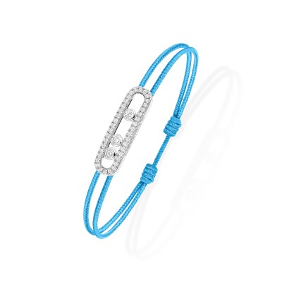 Messika Care(s) blue cord bracelet paved, white gold and diamonds
