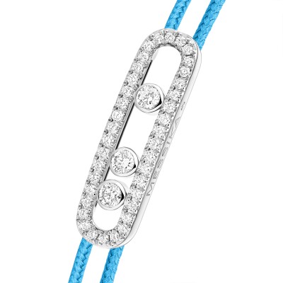 Messika Care(s) blue cord bracelet paved, white gold and diamonds