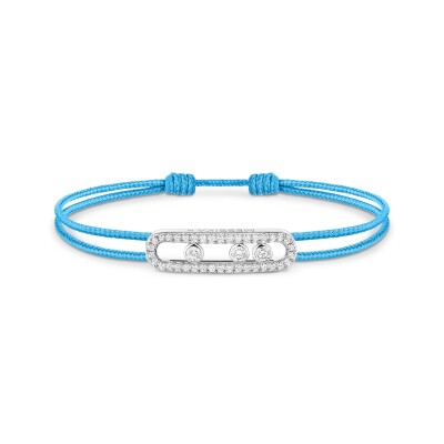 Messika Care(s) blue cord bracelet paved, white gold and diamonds
