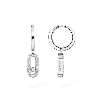 Boucles d'oreilles créoles Messika Move Uno en or blanc et diamants