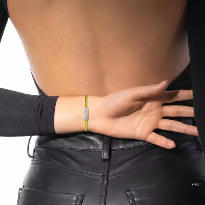 Bracelet cordon Messika Care(s) jaune pavé en or blanc et diamants