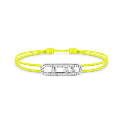 Bracelet cordon Messika Care(s) jaune pavé en or blanc et diamants