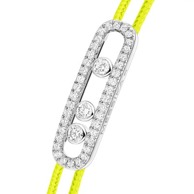 Bracelet cordon Messika Care(s) jaune pavé en or blanc et diamants