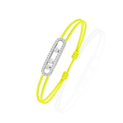 Bracelet cordon Messika Care(s) jaune pavé en or blanc et diamants