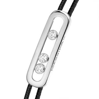 Bracelet cordon Messika Care(s) noir en or blanc et diamants