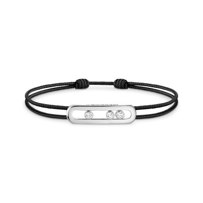 Bracelet cordon Messika Care(s) noir en or blanc et diamants