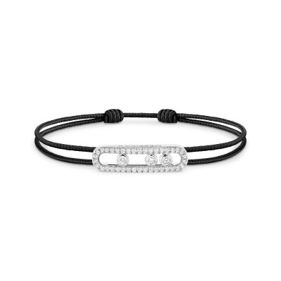Bracelet cordon Messika Care(s) noir pavé en or blanc et diamants