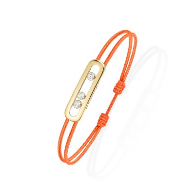 Bracelet cordon Messika Care(s) orange en or jaune et diamants