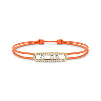Bracelet cordon Messika Care(s) orange pavé en or jaune et diamants