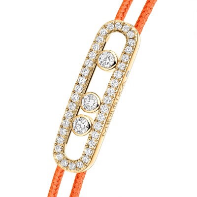 Bracelet cordon Messika Care(s) orange pavé en or jaune et diamants