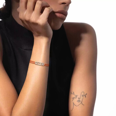 Bracelet cordon Messika Care(s) orange pavé en or jaune et diamants