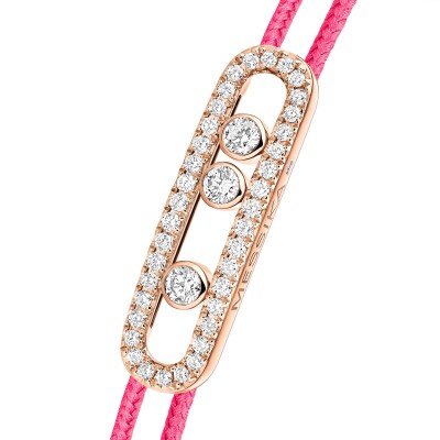 Bracelet cordon Messika Care(s) rose pavé en or rose et diamants