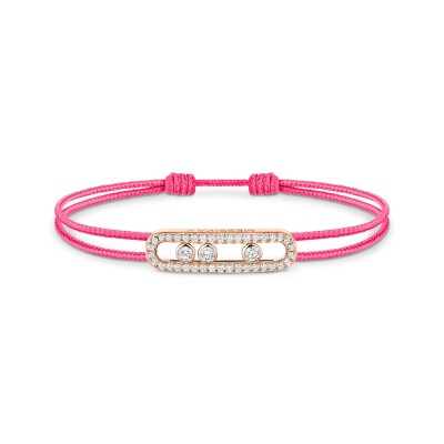 Bracelet cordon Messika Care(s) rose pavé en or rose et diamants