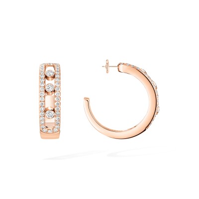 Boucles d'oreilles créoles Messika Move Classique pavées en or rose et diamants