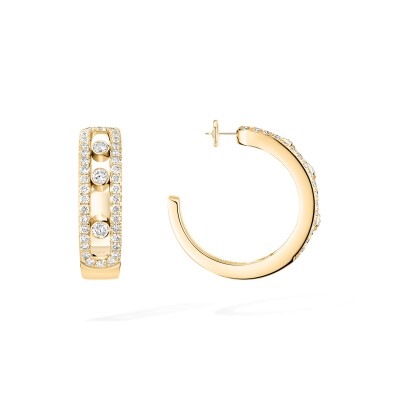 Boucles d'oreilles créoles Messika Move Classique pavées en or jaune et diamants