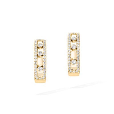 Boucles d'oreilles créoles Messika Move Classique pavées en or jaune et diamants