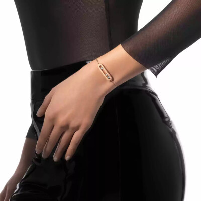 Bracelet Messika Move Classique ciselé en or rose et diamants