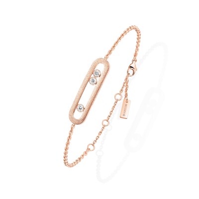 Bracelet Messika Move Classique ciselé en or rose et diamants