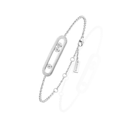 Bracelet Messika Move Classique ciselé en or blanc et diamants