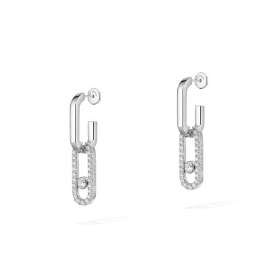 Messika Move Link drop earrings, white gold and diamonds
