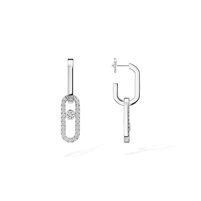 Messika Move Link drop earrings, white gold and diamonds