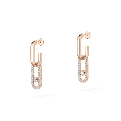 Messika Move Link drop earrings, pink gold and diamonds